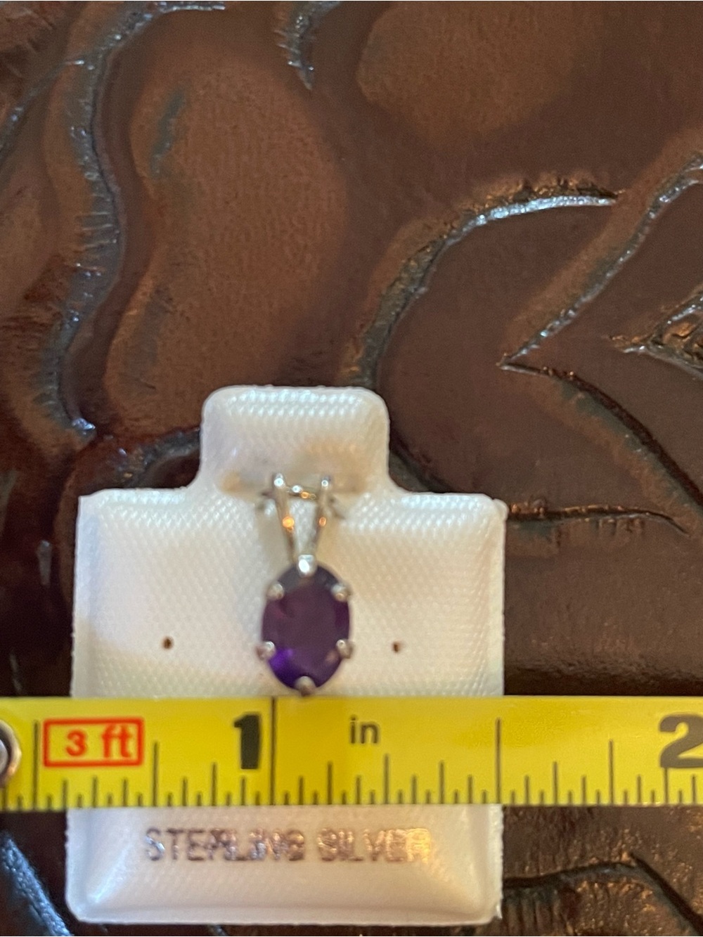 Sterling Silver Amethyst Oval Pendant - Picture 3 of 5